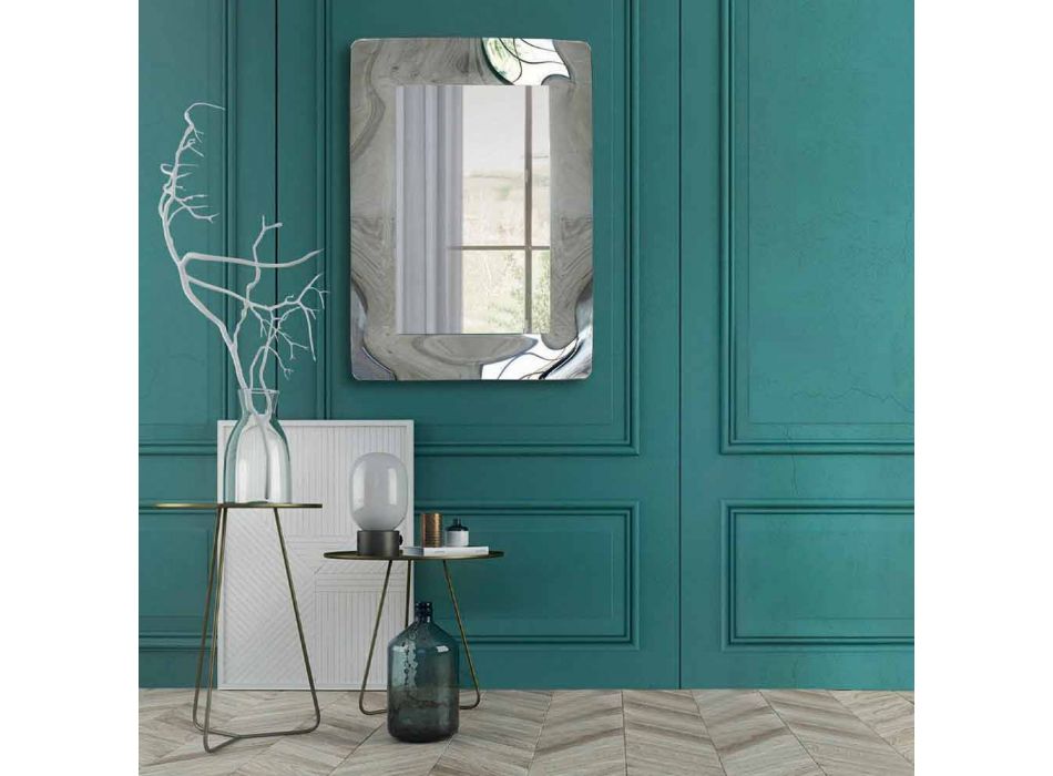 Miroir rectangulaire moderne avec cadre en verre courbé Made in Italy - Vira Viadurini