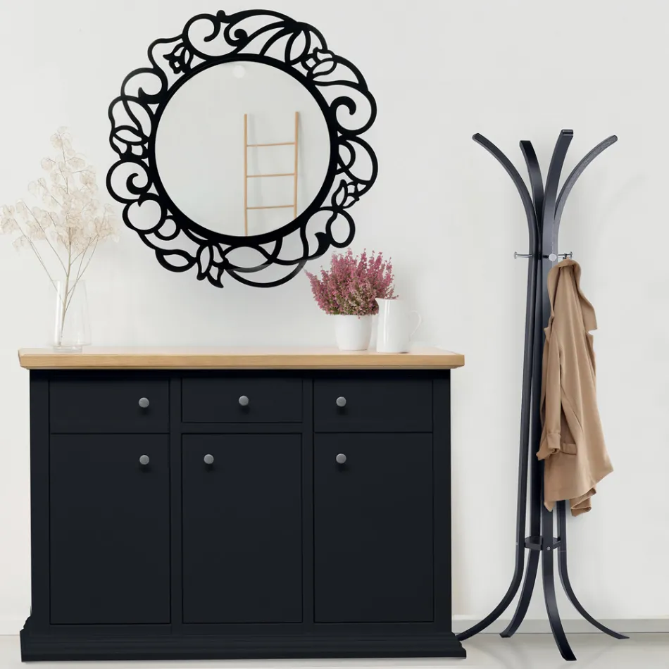 Miroir rond à motif ajouré fabriqué en Italie - Ferona Viadurini