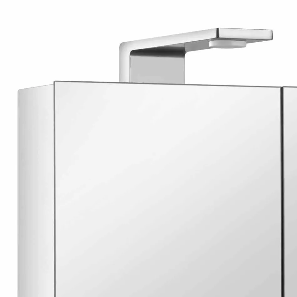 Miroir 2 portes avec contenant en aluminium argenté et détails chromés - Maxi Viadurini