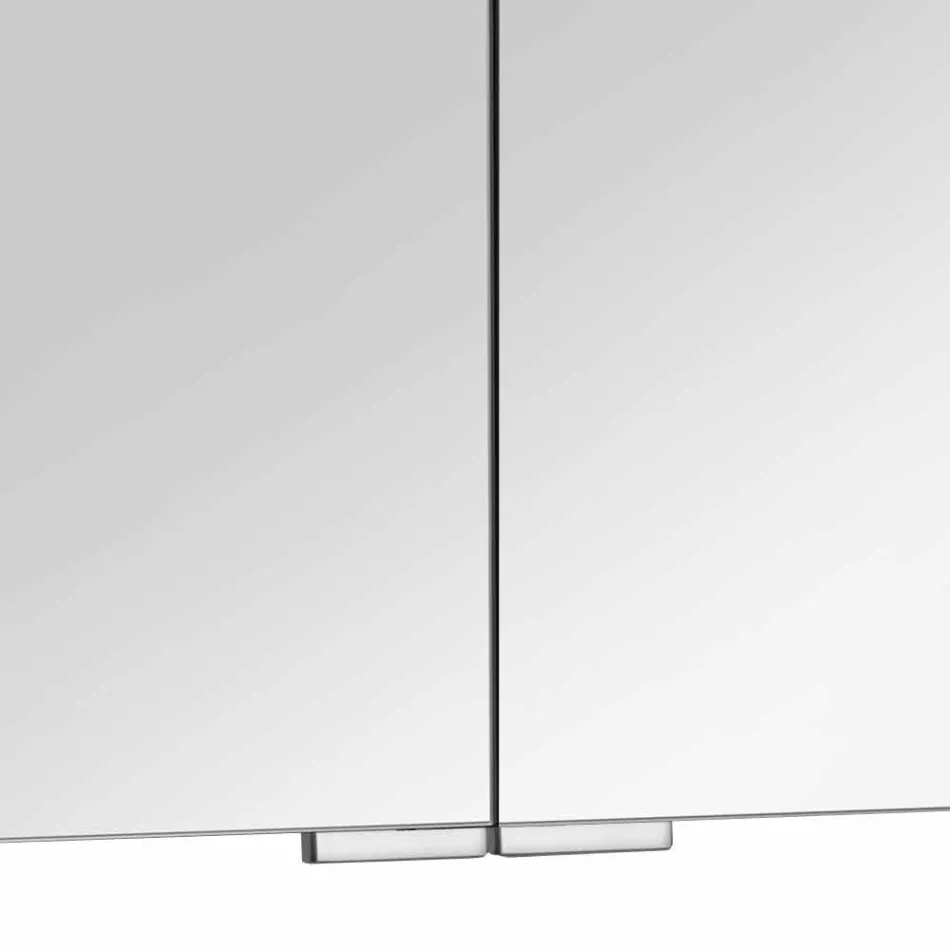 Miroir 2 portes avec contenant en aluminium argenté et détails chromés - Maxi Viadurini