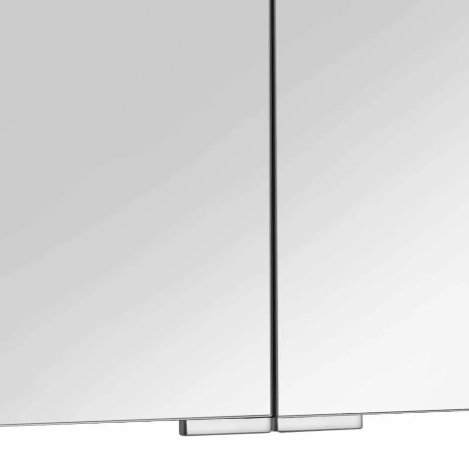 Miroir 2 portes avec contenant en aluminium argenté et détails chromés - Maxi Viadurini