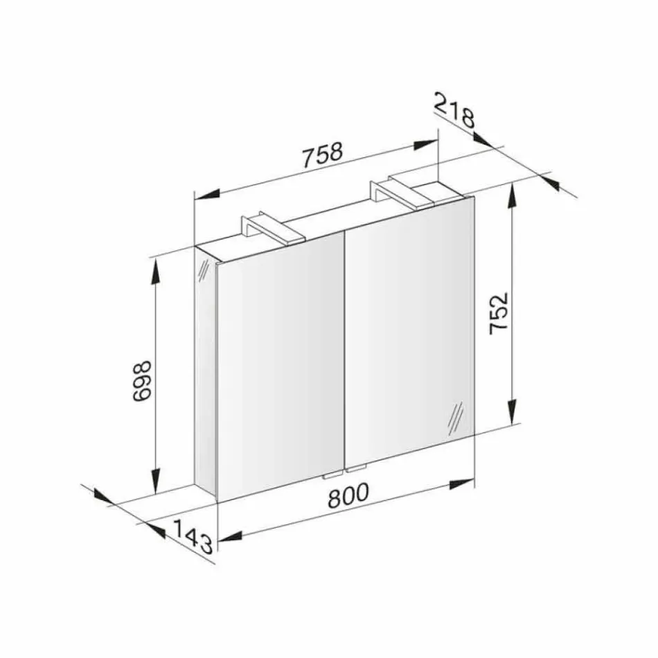 Miroir 2 portes avec contenant en aluminium argenté et détails chromés - Maxi Viadurini