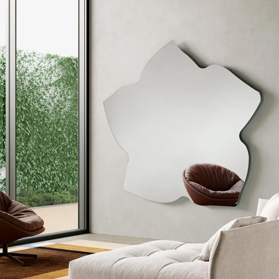 Miroir en forme de feuille, disponible en deux tailles et couleurs, fabriqué en Italie - Levian Viadurini