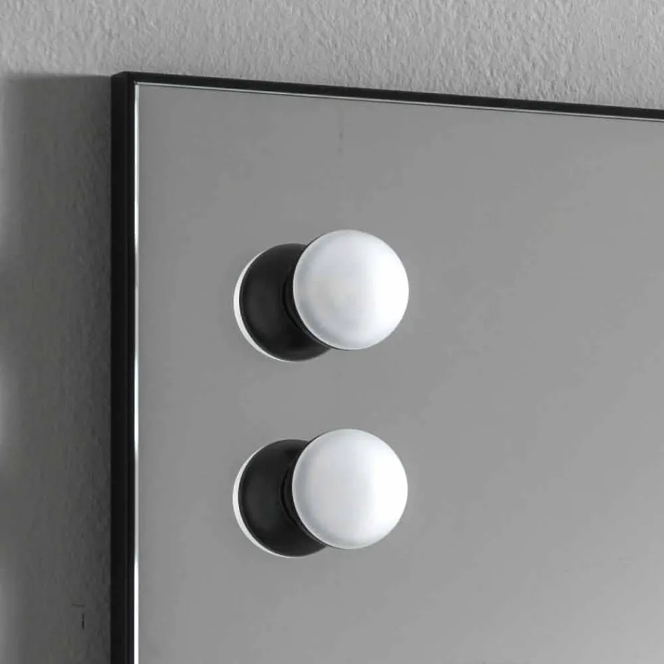 Miroir mural avec 2 ampoules et cadre en aluminium noir Made in Italy - Cadre Viadurini