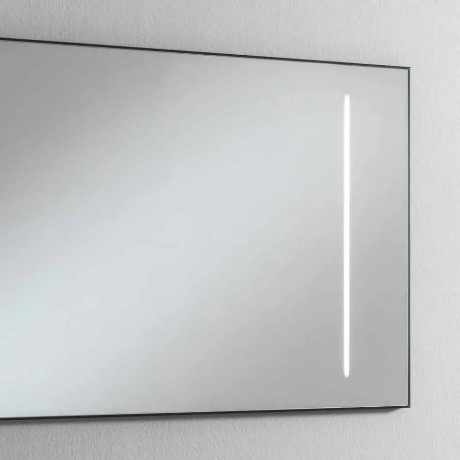 Miroir mural avec 2 ampoules et cadre en aluminium noir Made in Italy - Cadre Viadurini