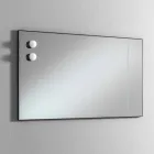 Miroir mural avec 2 ampoules et cadre en aluminium noir Made in Italy - Cadre Viadurini