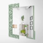 Miroir mural carré de design moderne en bois vert décoré - Labyrinthe Viadurini