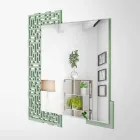 Miroir mural carré de design moderne en bois vert décoré - Labyrinthe Viadurini