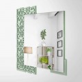 Miroir mural carré de design moderne en bois vert décoré - Labyrinthe