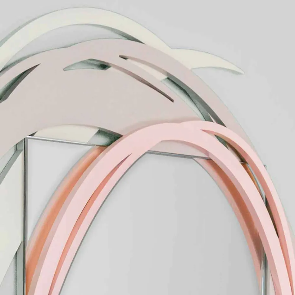 Miroir mural moderne avec design décoratif en bois coloré - Orbita Viadurini