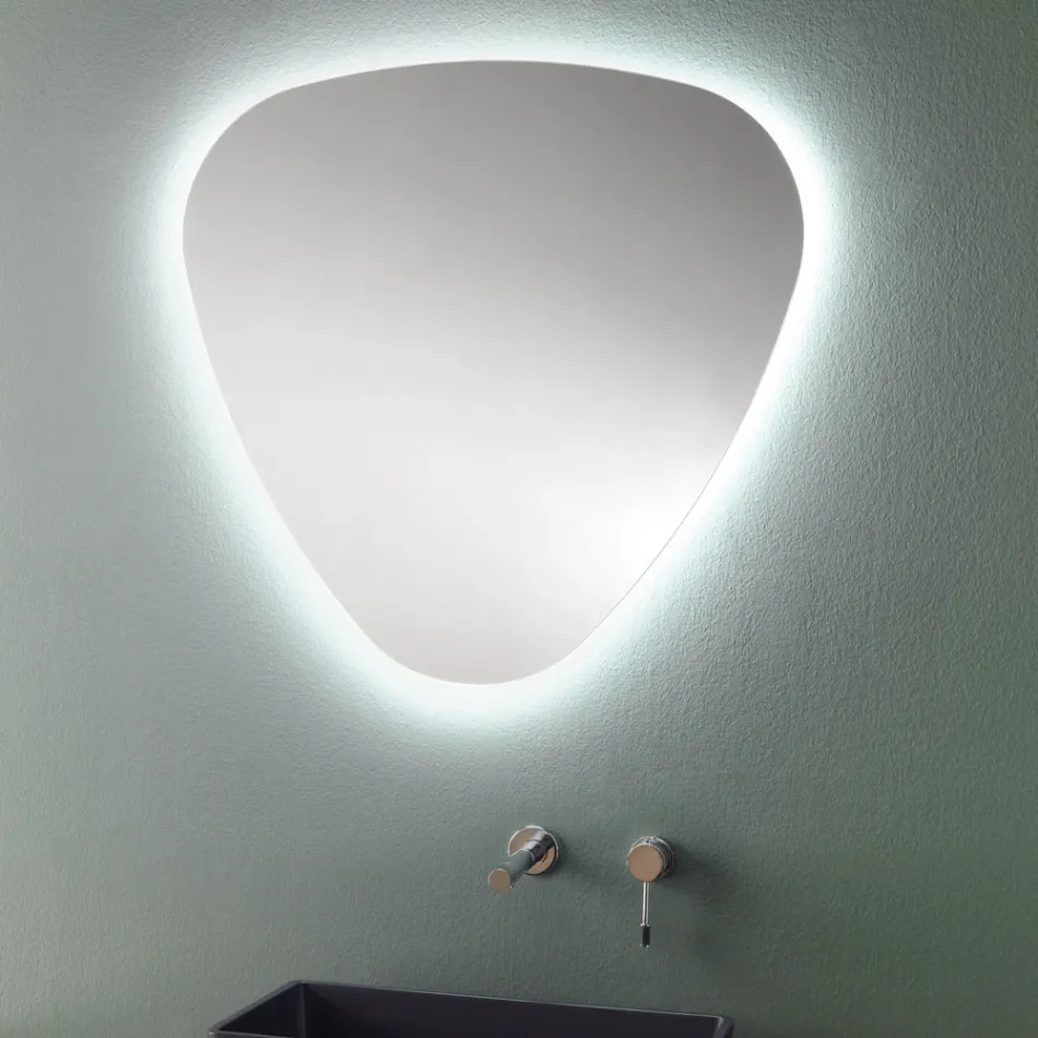Miroir mural en forme pour salle de bain avec rétro-éclairage LED précieux - Trigolo Viadurini