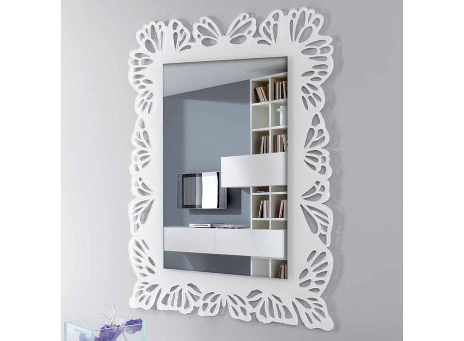 Miroir mural en plexiglas blanc avec cadre rectangulaire décoré - Alidifarf Viadurini