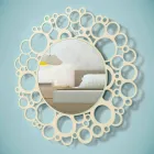 Miroir mural rond en bois brun de design moderne avec cadre - Bombo Viadurini