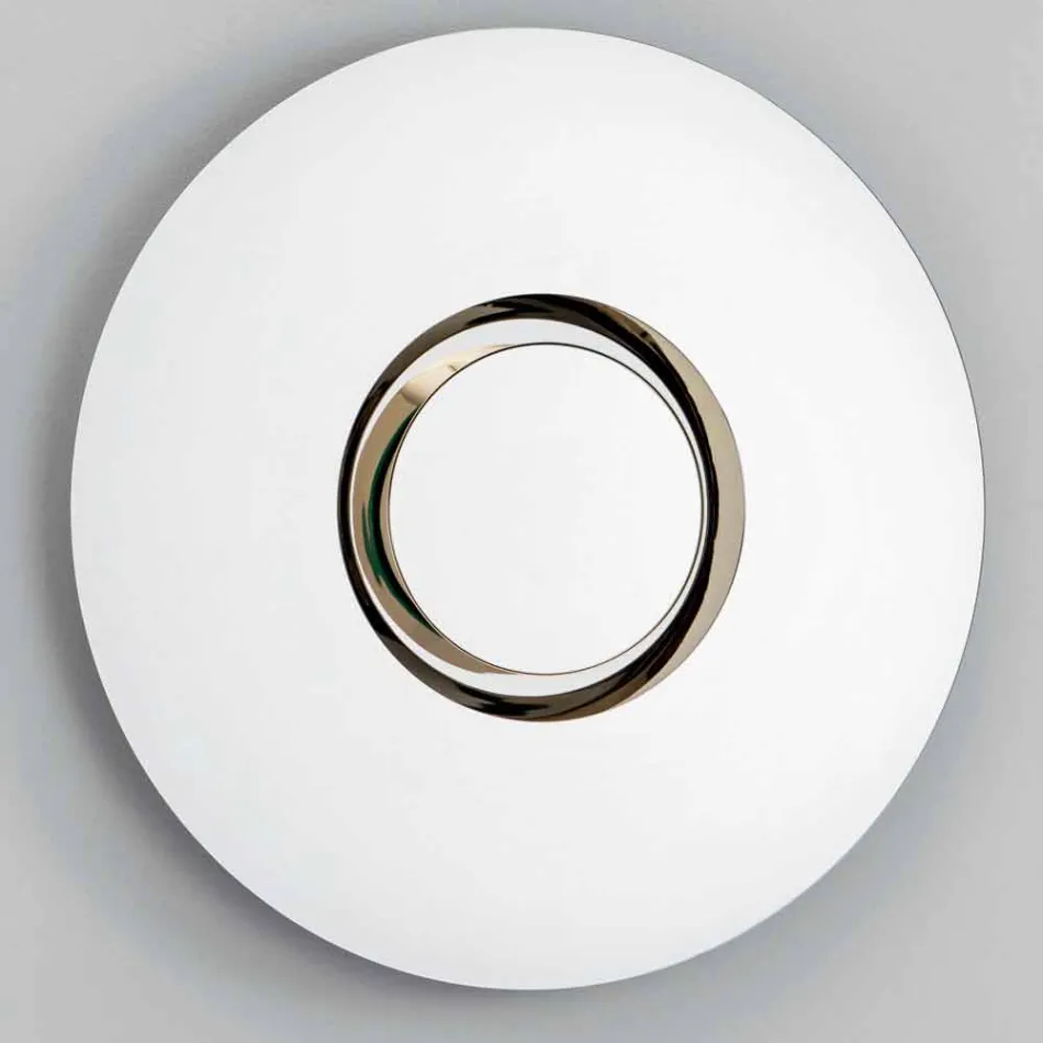 Miroir mural design rond en métal doré avec pièce maîtresse - Merale Viadurini