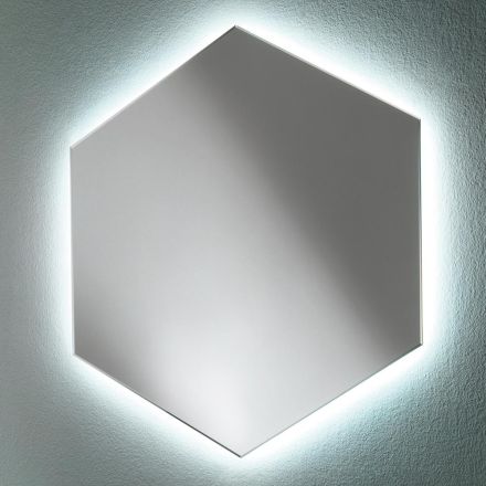 Miroir mural de salle de bain moderne en forme avec lumière LED de haute qualité - Crocchio Viadurini