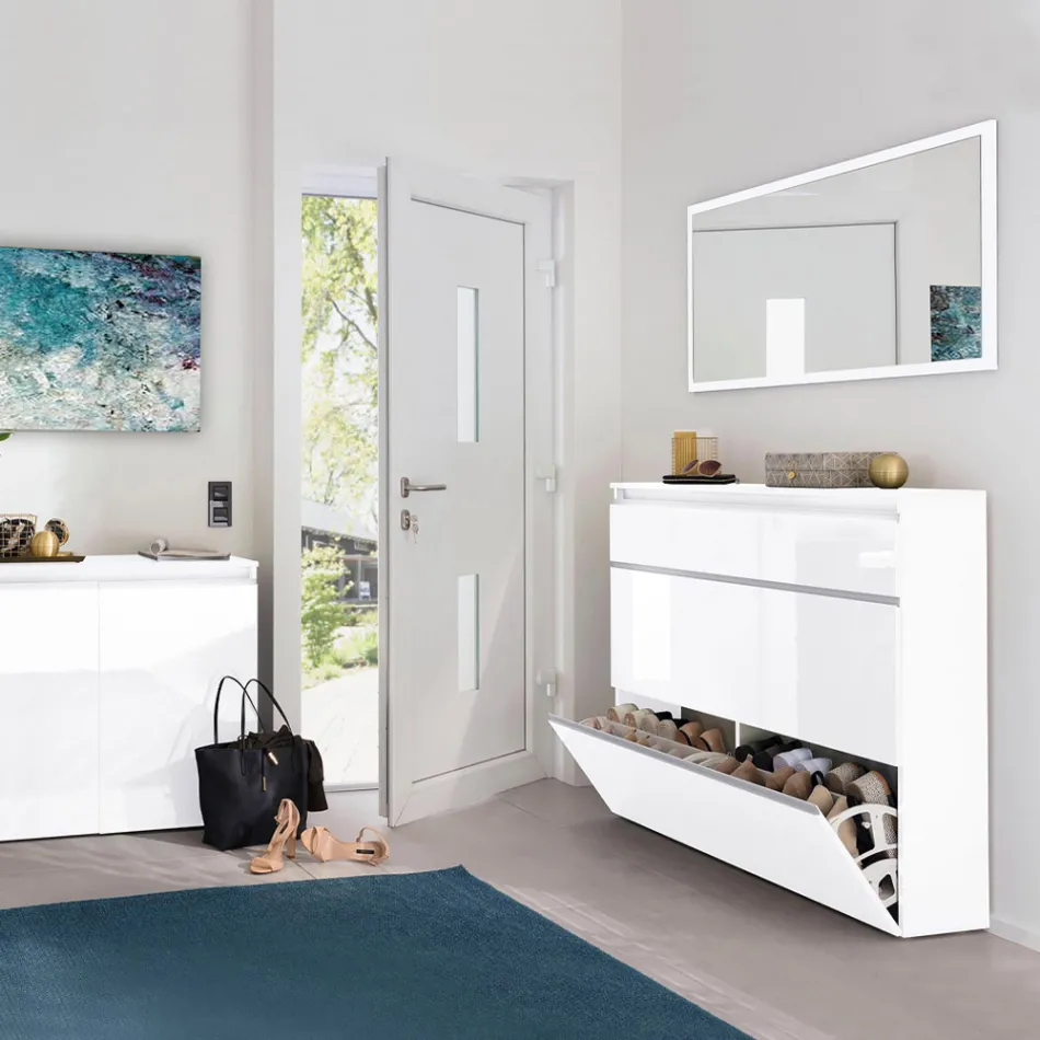 Miroir mural rectangulaire avec cadre blanc ou anthracite - Emanuelito Viadurini