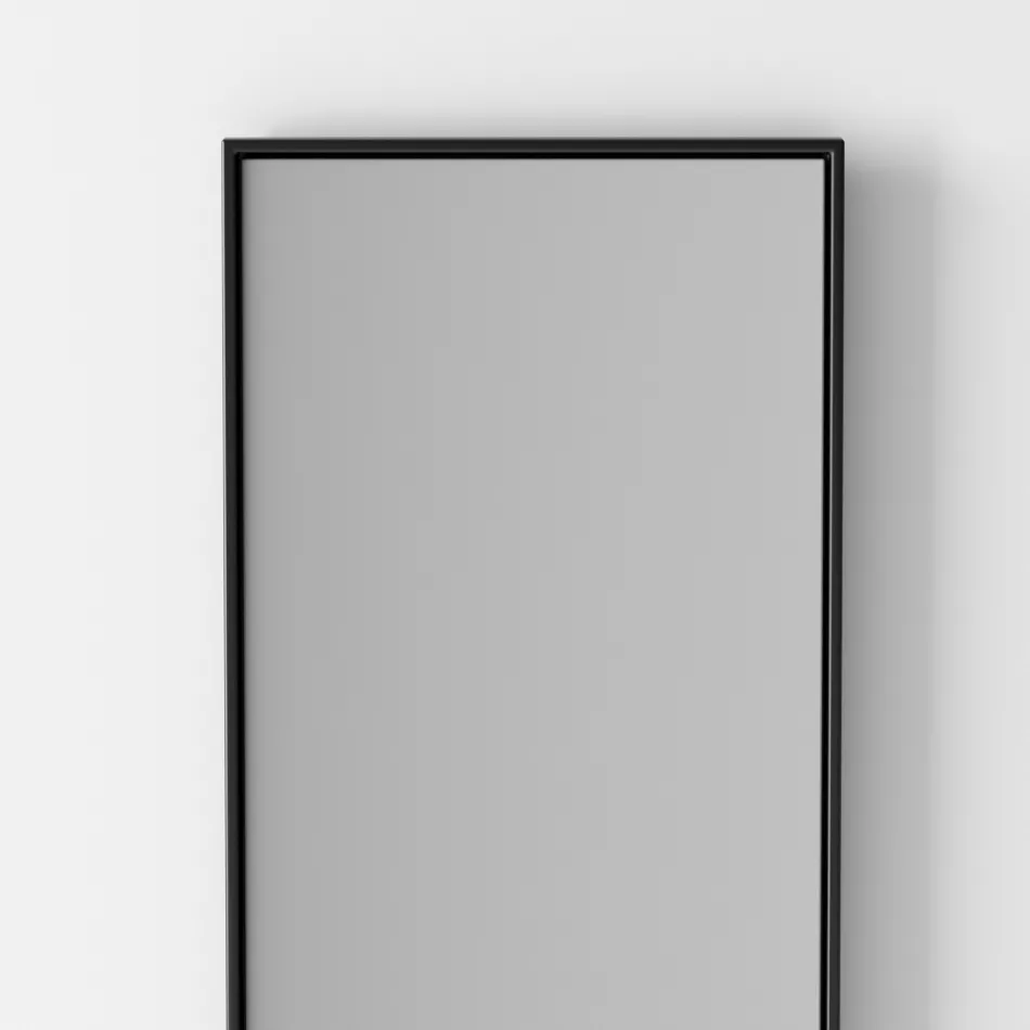 Miroir mural rectangulaire rétro-éclairé avec cadre noir fabriqué en Italie - Riflessi Viadurini