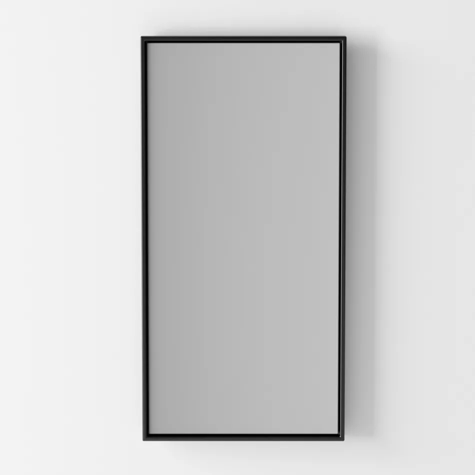 Miroir mural rectangulaire rétro-éclairé avec cadre noir fabriqué en Italie - Riflessi Viadurini