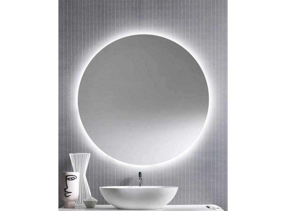 Miroir mural rond rétroéclairé avec LED Made in Italy - Ronda Viadurini