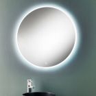 Miroir mural rond avec bord sablé et rétroéclairage LED - Bouton Viadurini