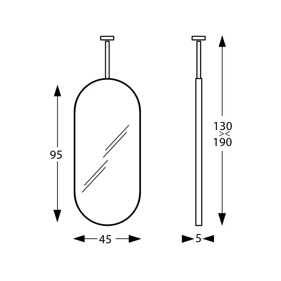 Miroir suspendu en métal avec lumière en option fabriqué en Italie - Amadeus Viadurini