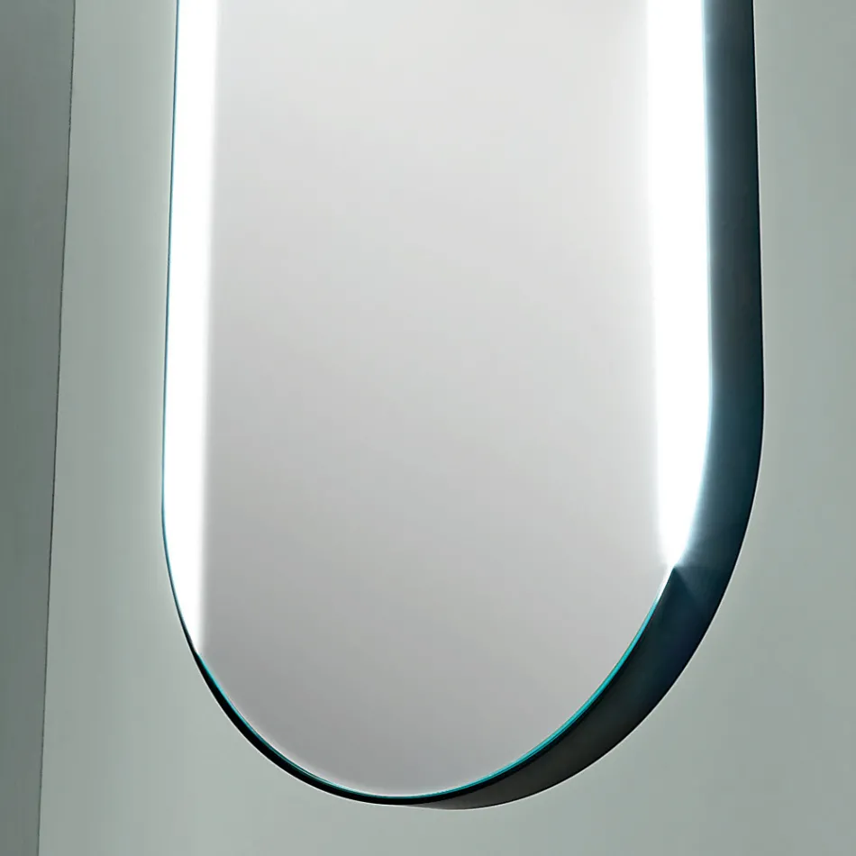Miroir suspendu en métal avec lumière en option fabriqué en Italie - Amadeus Viadurini