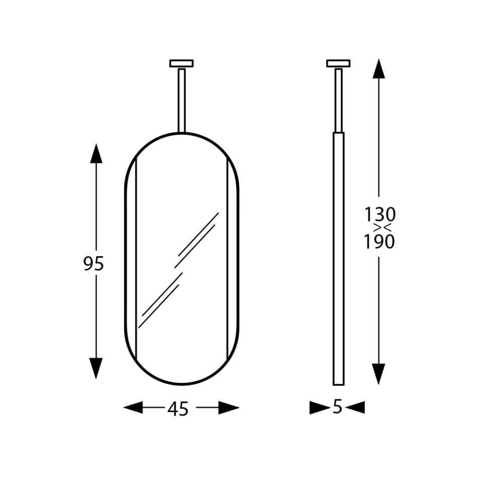 Miroir suspendu en métal avec lumière en option fabriqué en Italie - Amadeus Viadurini