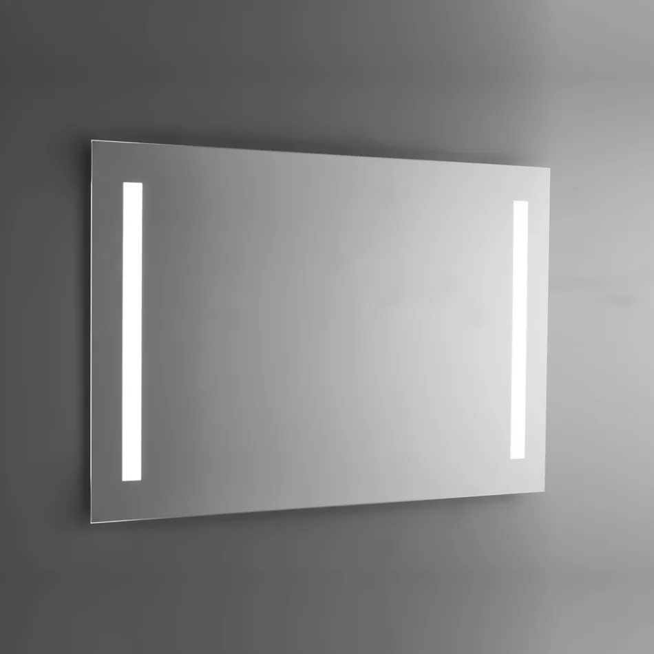 Miroir de salle de bain en fil poli avec rétroéclairage LED Made in Italy - Tony Viadurini