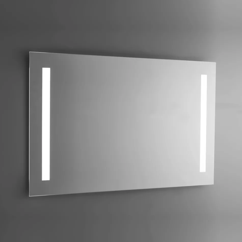 Miroir de salle de bain en fil poli avec rétroéclairage LED Made in Italy - Tony Viadurini