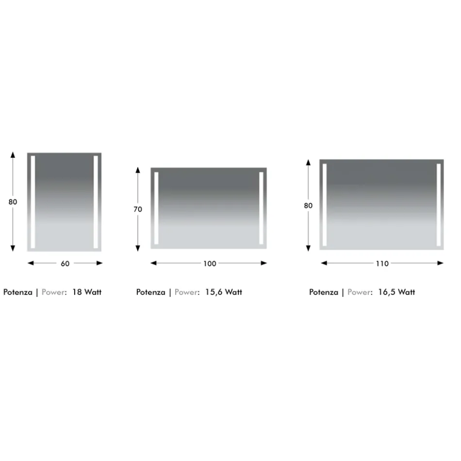 Miroir de salle de bain en fil poli avec rétroéclairage LED Made in Italy - Tony Viadurini