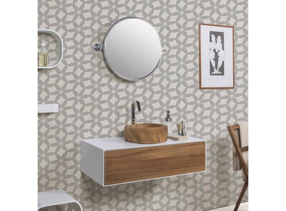 Miroir de salle de bain mural avec cadre en laiton chromé - Rondello Viadurini
