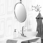 Miroir de salle de bain mural rond en ottome chromé avec dos vieilli - juin Viadurini