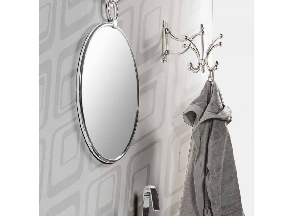 Miroir de salle de bain mural rond en ottome chromé avec dos vieilli - juin Viadurini
