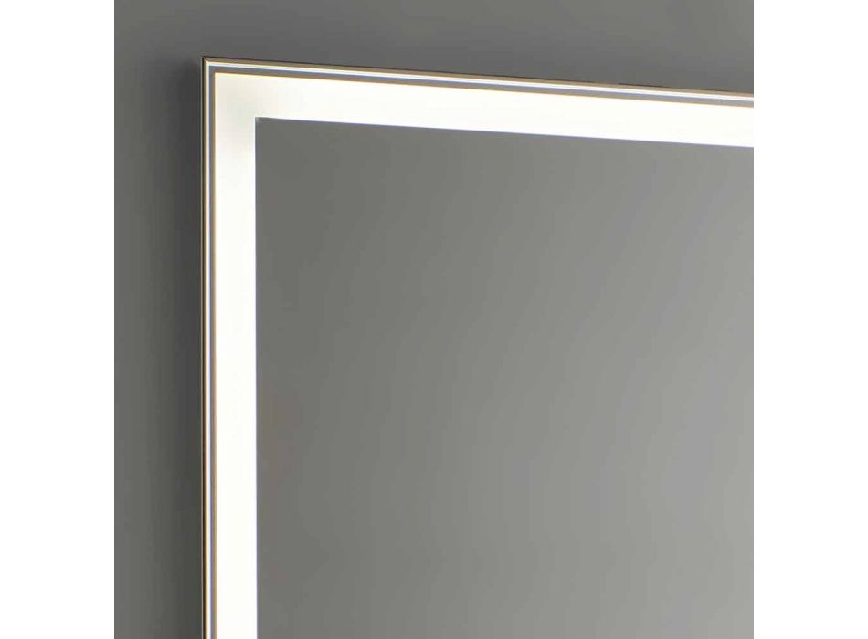 Miroir de salle de bain en imitation aluminium avec rétroéclairage Made in Italy - Palau Viadurini