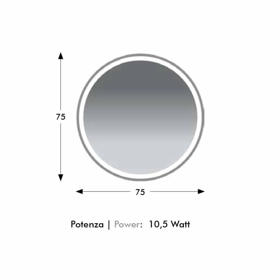 Miroir de salle de bain rond rétroéclairé avec sablage fabriqué en Italie - Ranio Viadurini