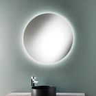 Miroir de salle de bain mural rond minimal avec lumière LED 4000K fabriqué en Italie - Roteo Viadurini