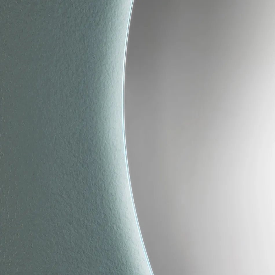 Miroir de salle de bain mural rond minimal avec lumière LED 4000K fabriqué en Italie - Roteo Viadurini