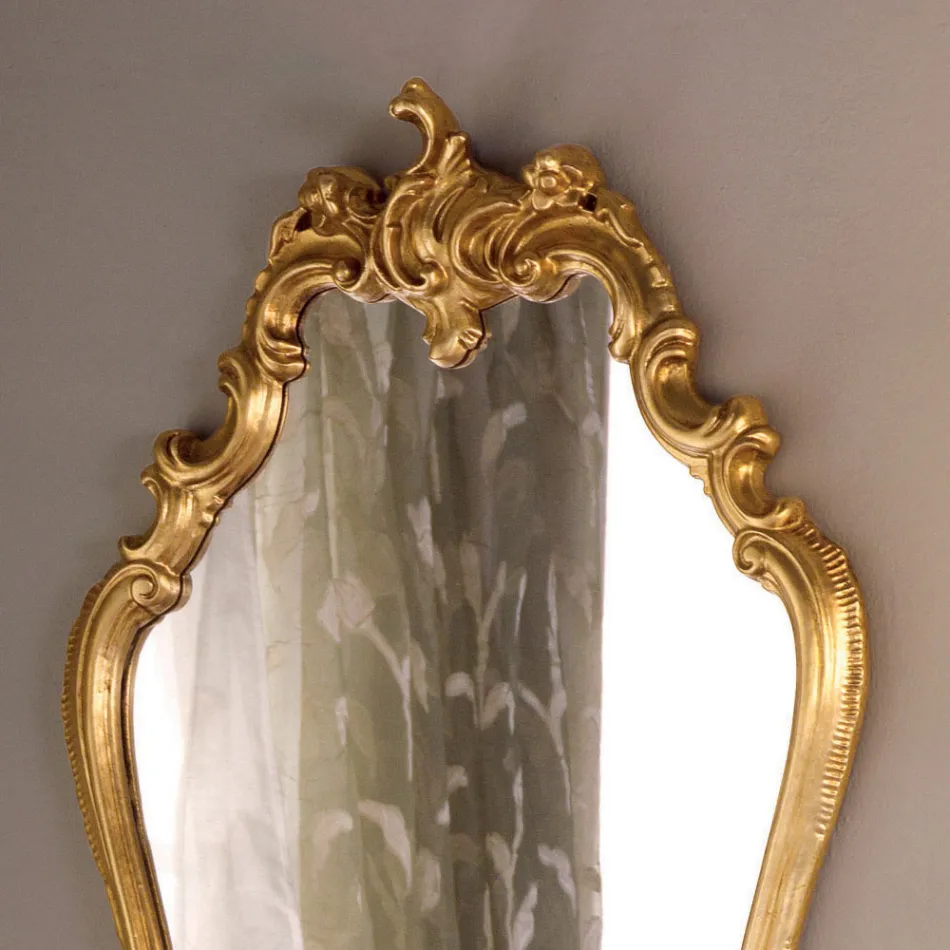 Miroir baroque en forme avec cadre en feuille d'or Made in Italy - Precious Viadurini