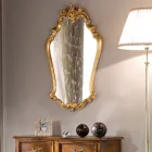 Miroir baroque en forme avec cadre en feuille d'or Made in Italy - Precious Viadurini