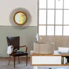 Miroir mural moderne en métal et teck Monno Viadurini