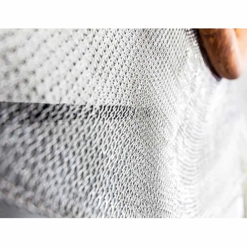 Miroir mural moderne en métal et teck Monno Viadurini