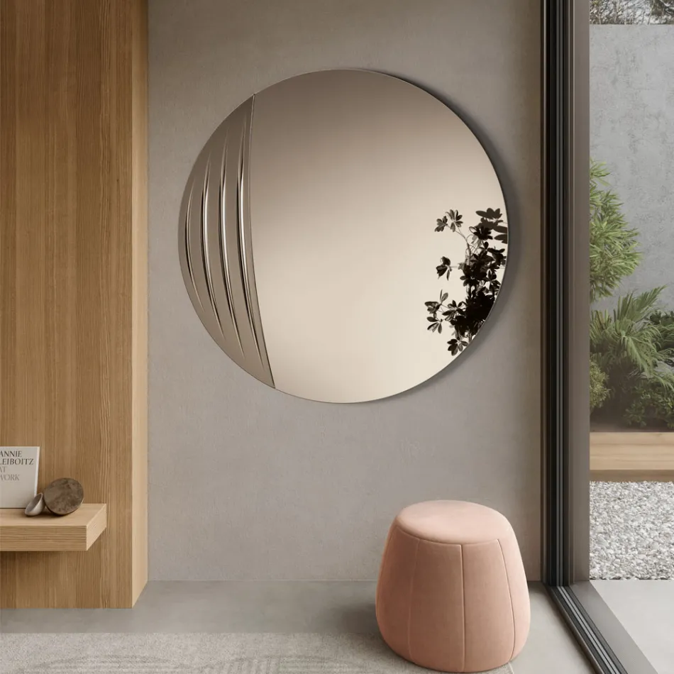 Miroir rond en deux tailles et deux couleurs, fabriqué en Italie - Auren Viadurini