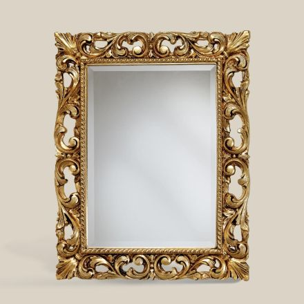 Miroir Rectangulaire Classique Cadre Feuille d'Or Fabriqué en Italie - Précieux Viadurini