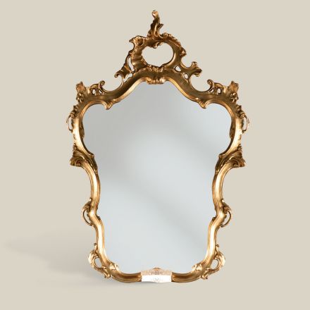 Miroir de forme classique avec cadre en feuille d'or fabriqué en Italie - Precious Viadurini