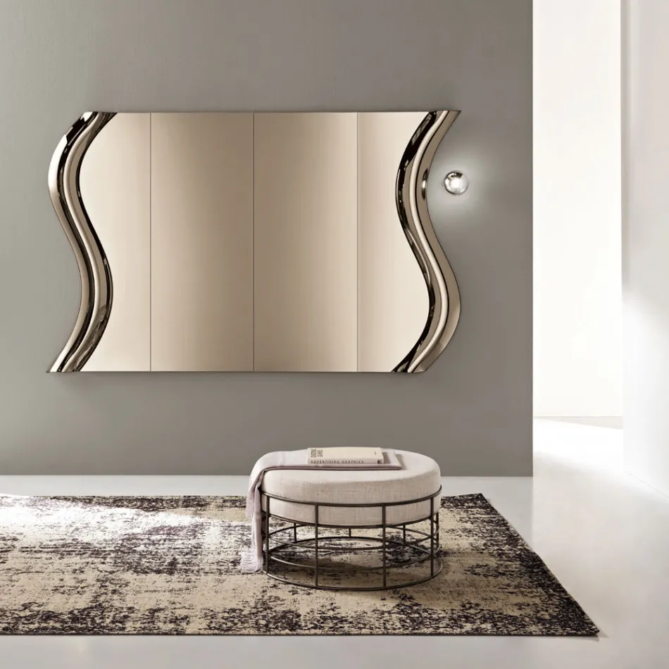 Miroir Sorya couleur bronze en verre fusionné avec insert central, fabriqué en Italie Viadurini