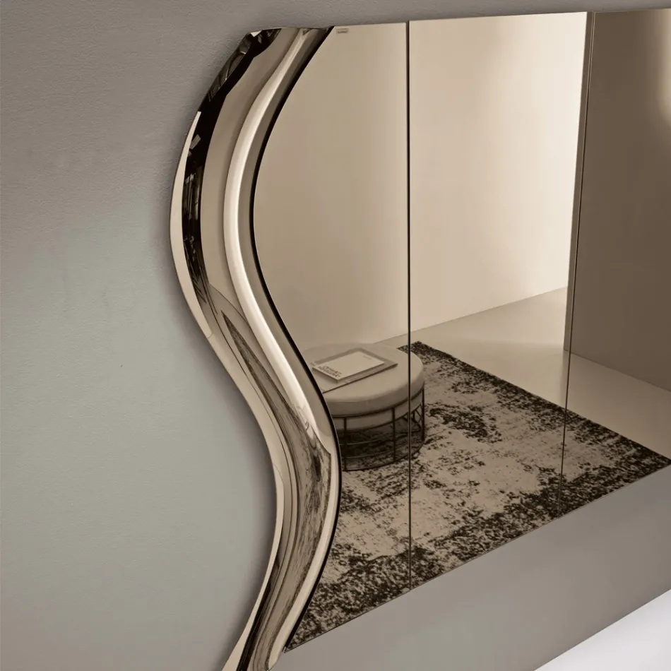 Miroir Sorya couleur bronze en verre fusionné avec insert central, fabriqué en Italie Viadurini