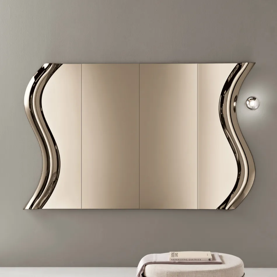 Miroir Sorya couleur bronze en verre fusionné avec insert central, fabriqué en Italie Viadurini