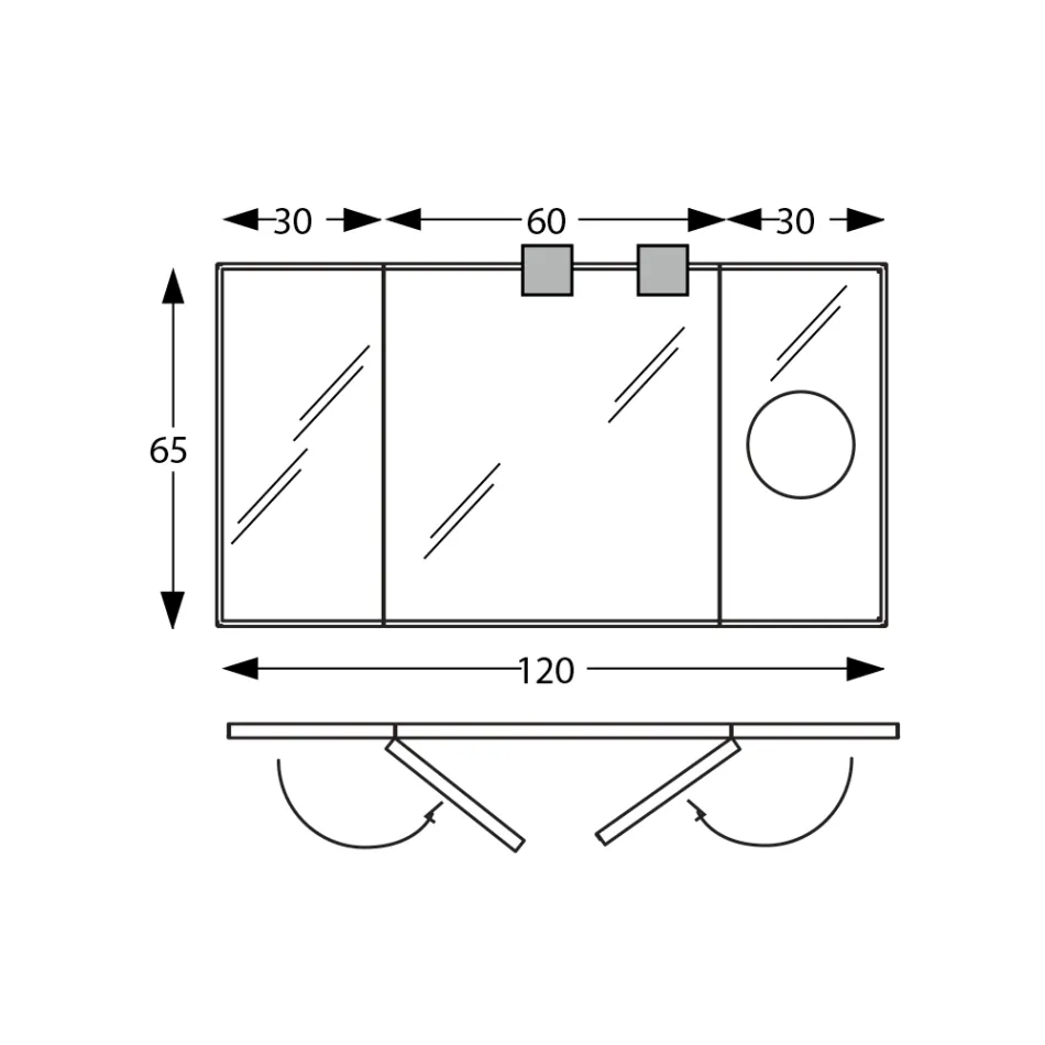 Miroir à 2 côtés mobiles et miroir grossissant fabriqué en Italie - Nelson Viadurini