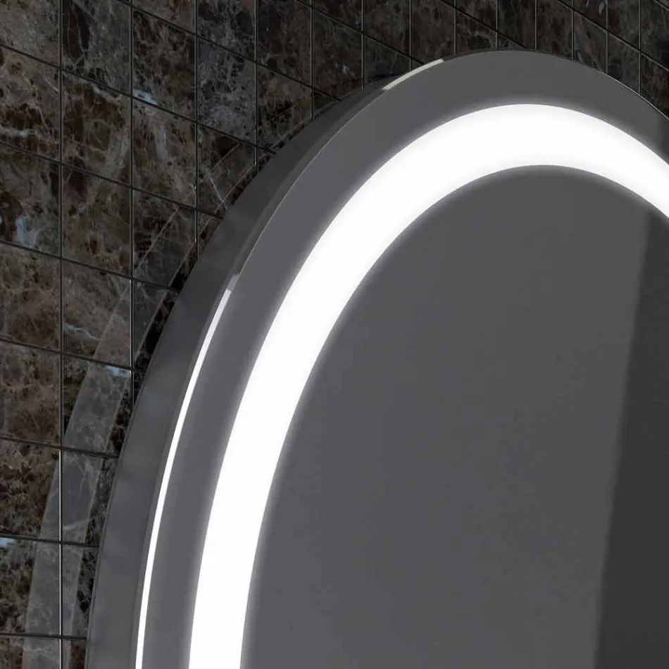 Miroir avec des bords en acier inoxydable et des lumières LED Charly design moderne Viadurini