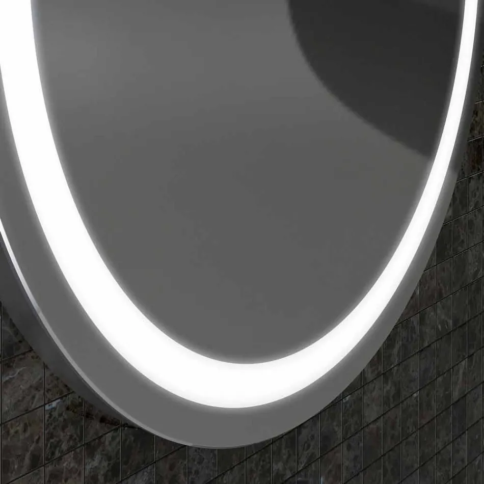 Miroir avec des bords en acier inoxydable et des lumières LED Charly design moderne Viadurini